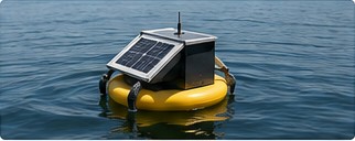 Mätboj med solpanel i vatten